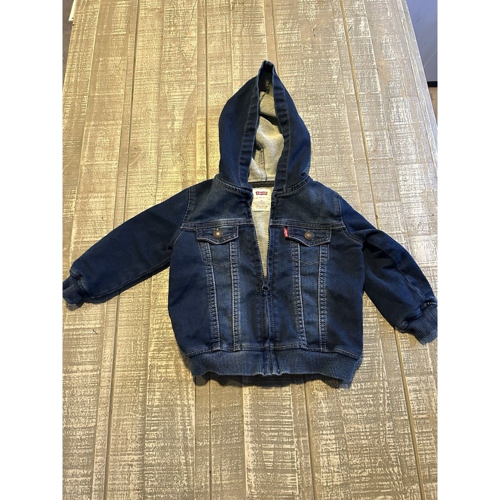 Levi's‎ Hooded Denim Blue Jean Trucker Jacket USA Infant 18 Months Levi Y2K